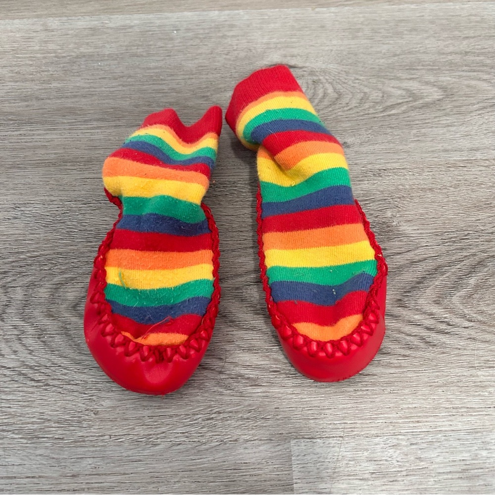 Moccasin Slipper Socks for Toddlers Rainbow 18-24 Months